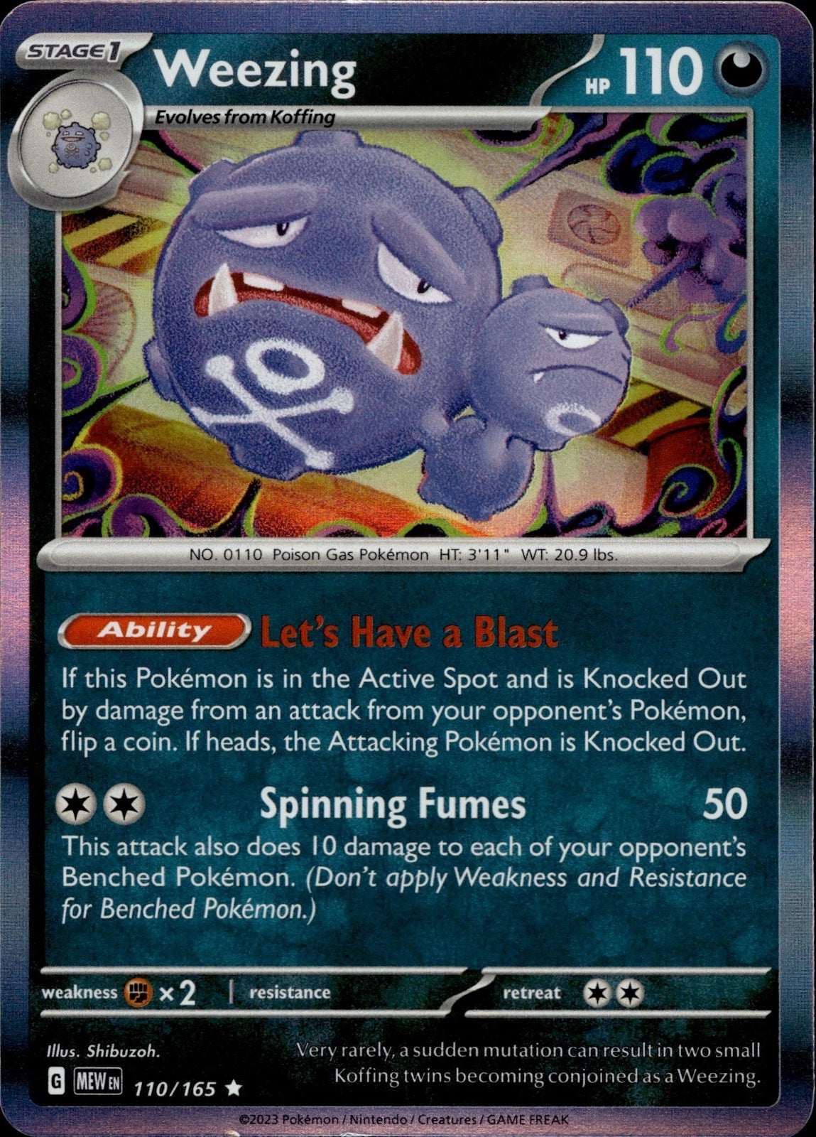 Weezing 110/165 Rare 151 Pokemon Holo Near Mint