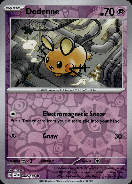 Dedenne 087/191 Common Surging Sparks Pokemon Reverse Holo Near Mint