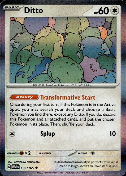 Ditto 132/165 Rare 151 Pokemon Reverse Holo Near Mint