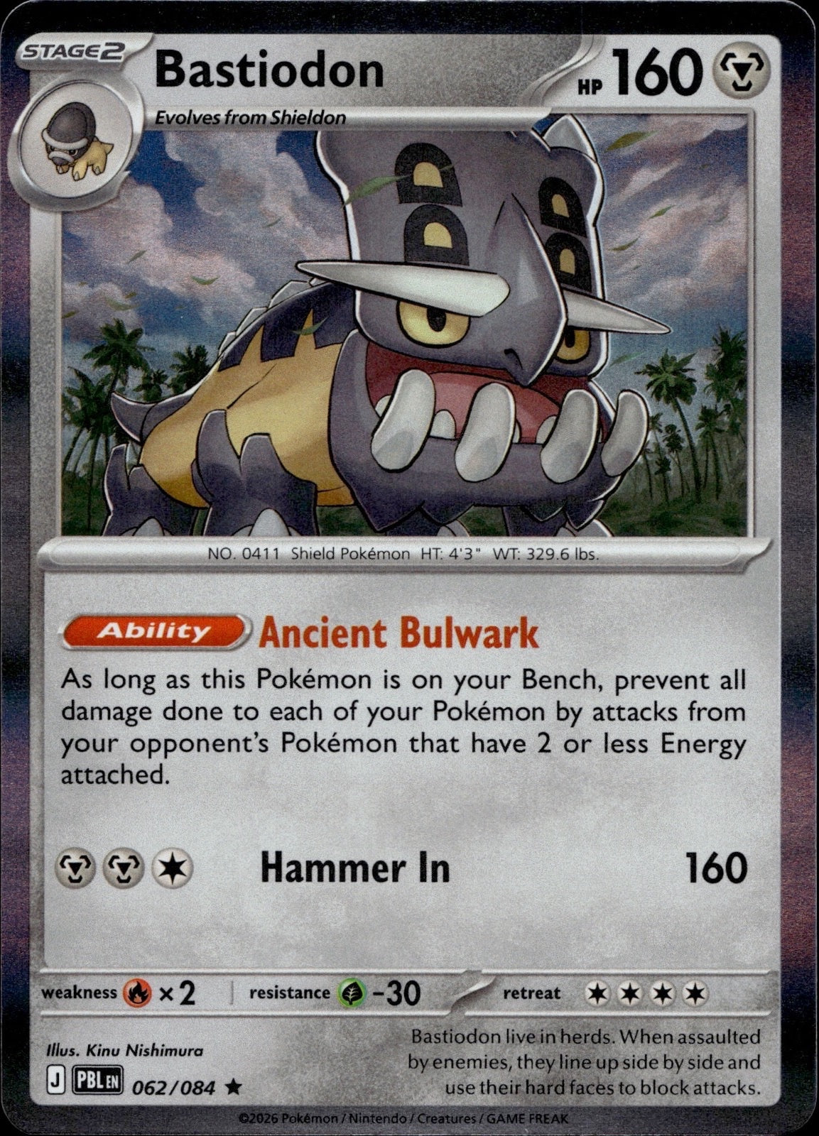 Bastiodon 062/084 Rare Pitch Black Pokemon Holo Near Mint