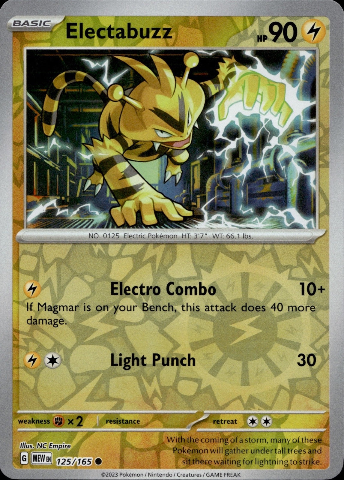 Electabuzz 125/165 Common 151 Pokemon Near Mint
