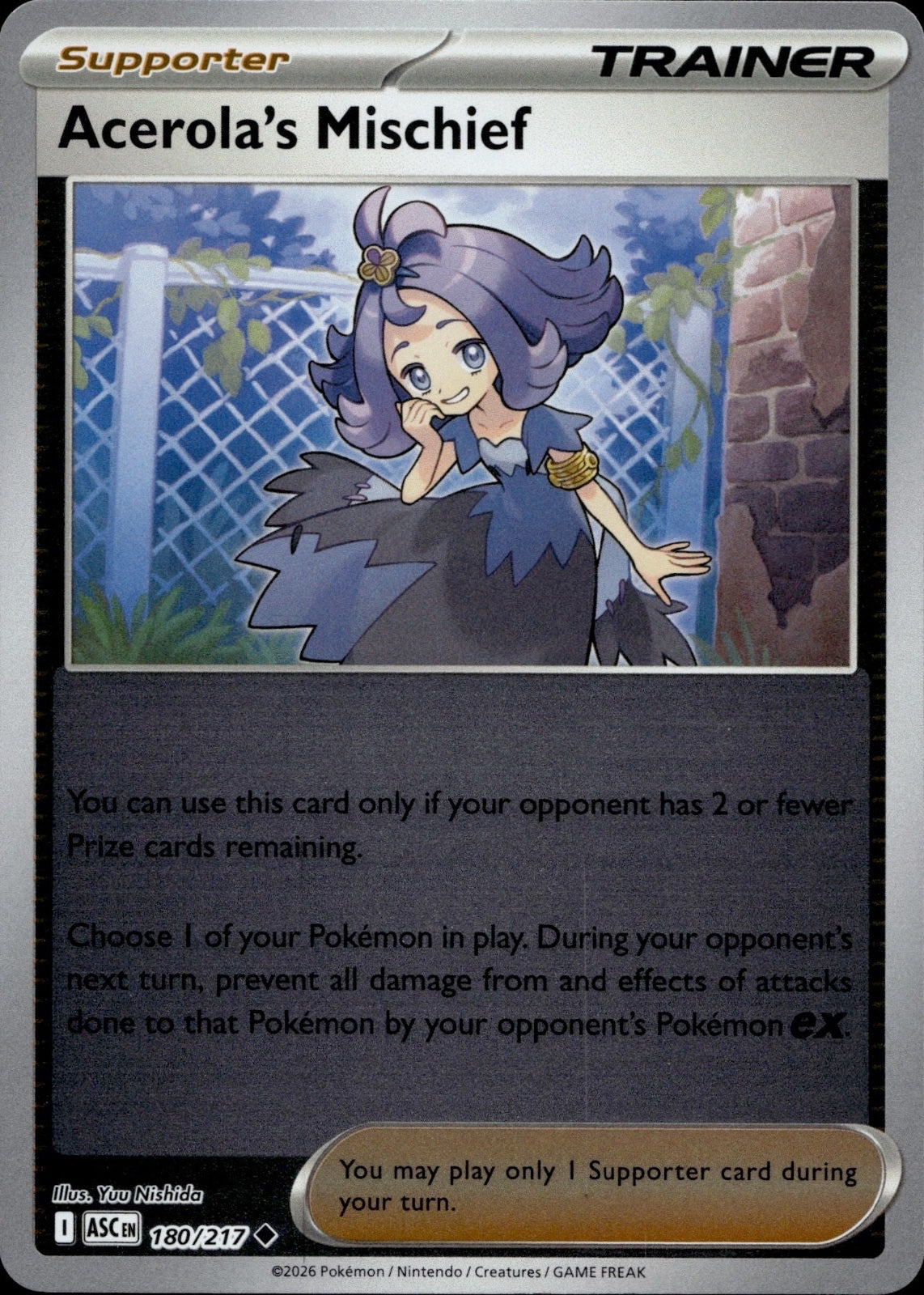 Acerola's Mischief 180/217 Uncommon Ascended Heroes Pokemon Reverse Holo NM